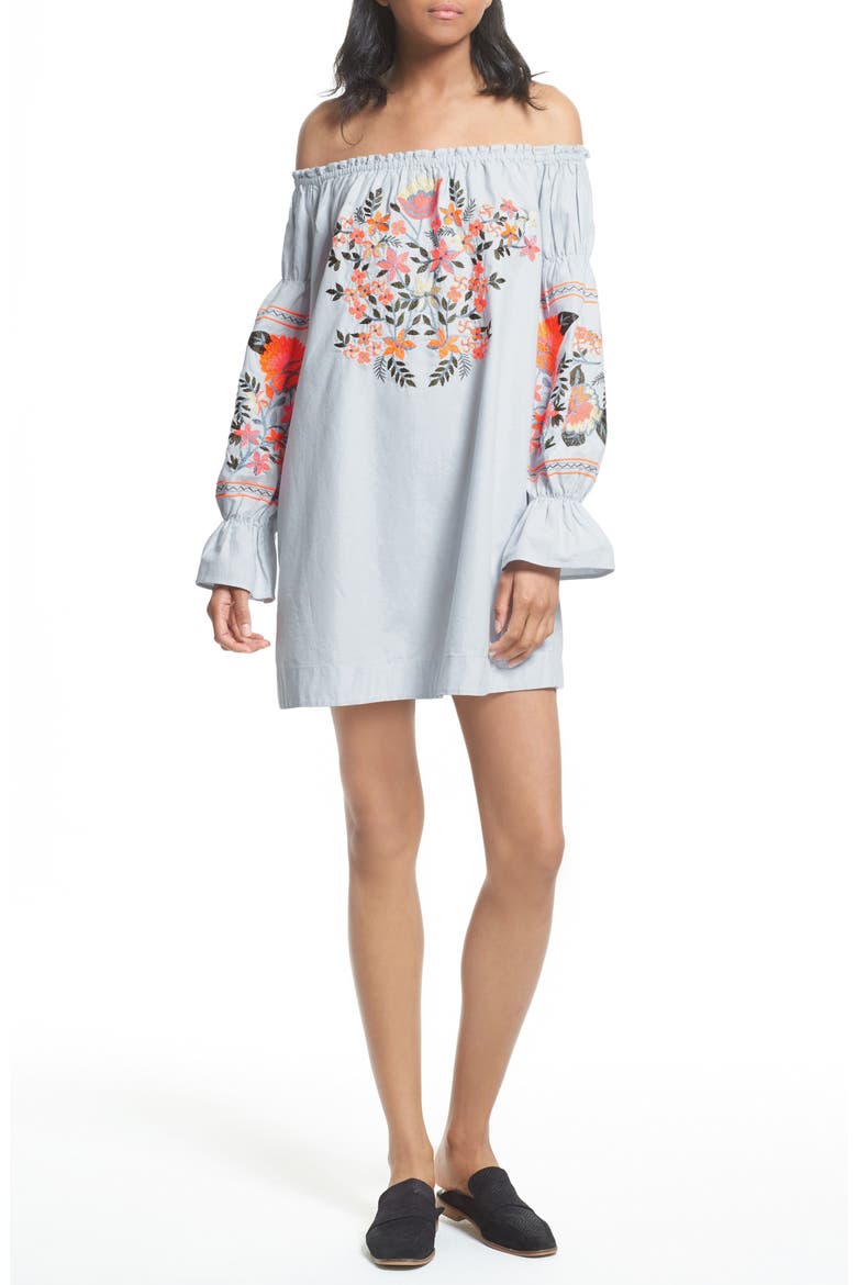 Fleur Du Jour Shift Dress, Alternate, color, BLUE