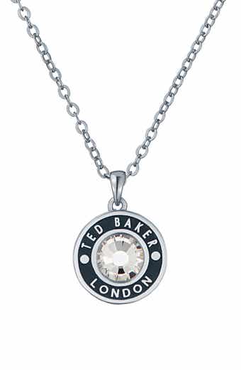 Ted Baker Cherlie Logo Crystal Pendant Necklace