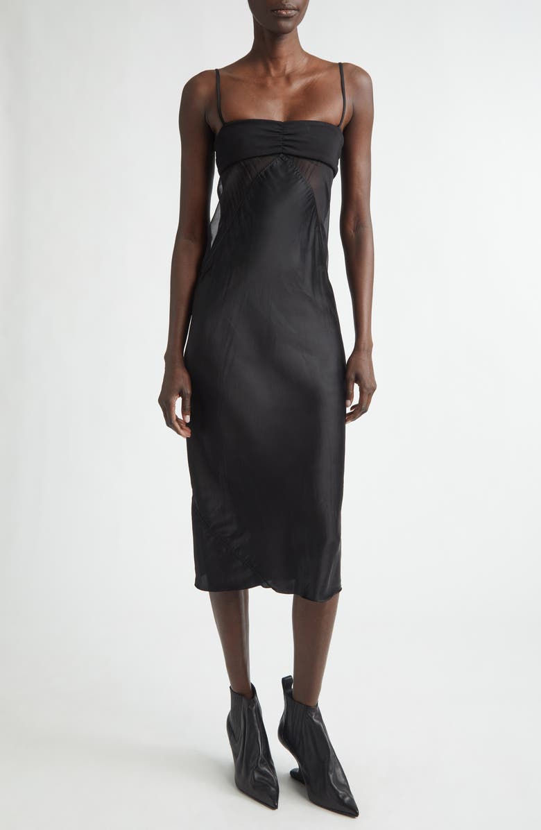 Rick Owens Combo Slipdress, Main, color, Black