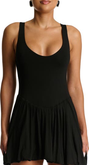 Pleated Strapless Mixed Media Minidress