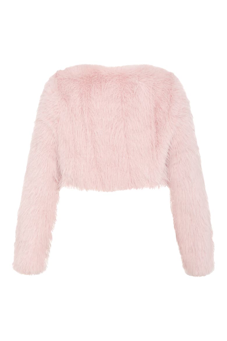 Angelica Faux Fur Crop Jacket, Alternate, color, PINK