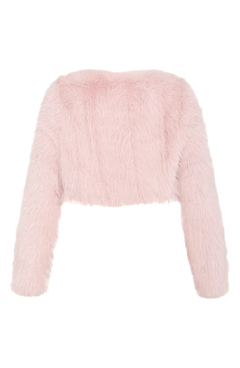 City Chic Angelica Faux Fur Crop Jacket, Alternate, color, Pink