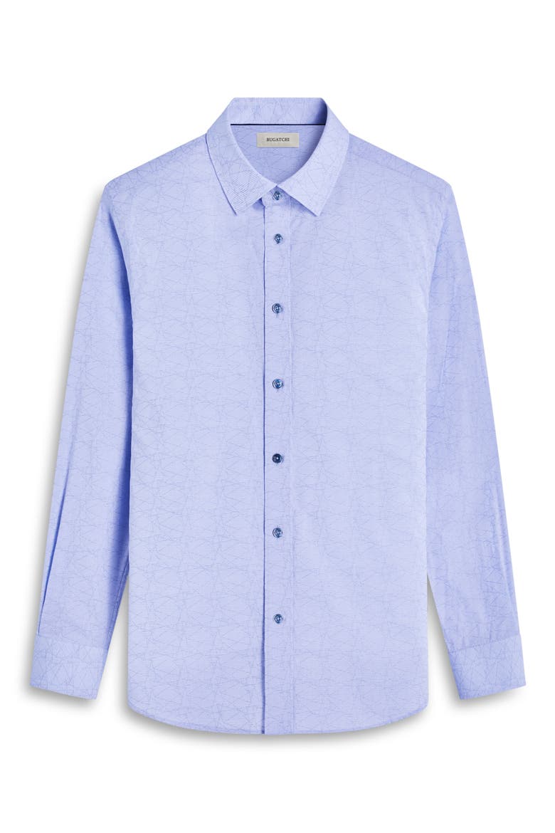Julian Geometric Jacquard Stretch Cotton Button-Up Shirt, Alternate, color, SKY