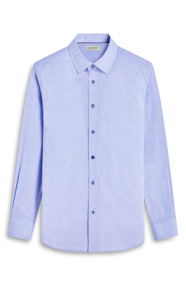 Bugatchi Julian Geometric Jacquard Stretch Cotton Button-Up Shirt, Alternate, color, Sky