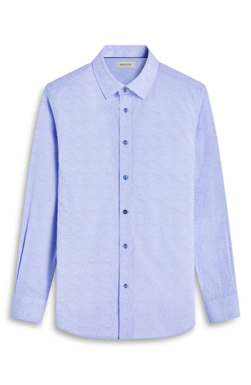 Bugatchi Julian Geometric Jacquard Stretch Cotton Button-up Shirt In Sky