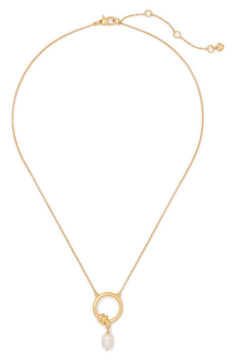 Kate Spade New York ropes & knots freshwater pearl pendant necklace, Alternate, color, Cream/ Gold.