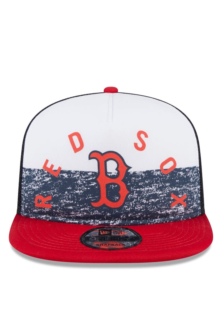 Men's New Era White/Red Boston Red Sox Team Foam Front A-Frame Trucker 9FIFTY Snapback Hat, Alternate, color, White