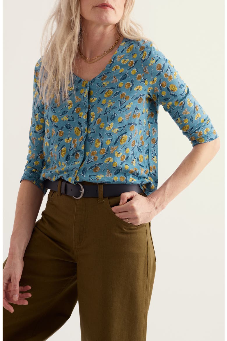 Studio Glass Organic Cotton Top, Main, color, PLANT CUTTINGS CADET