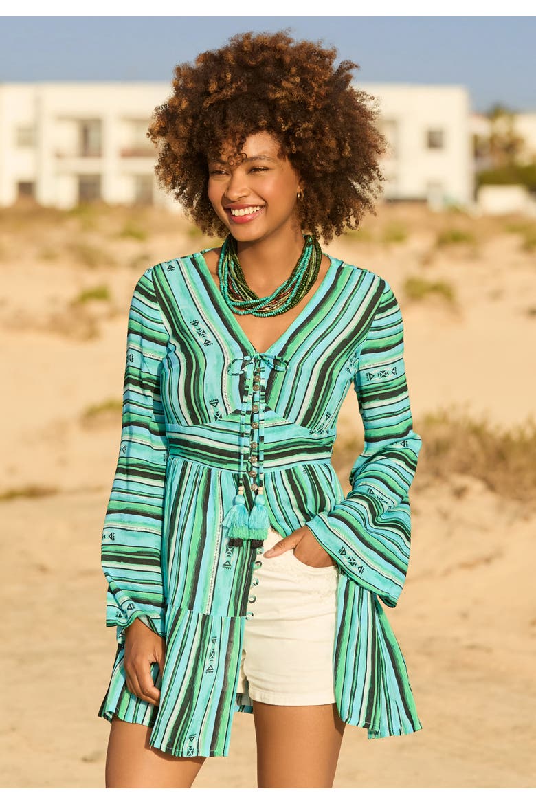 Boho Slit Front Tunic, Main, color, GEO STRIPES