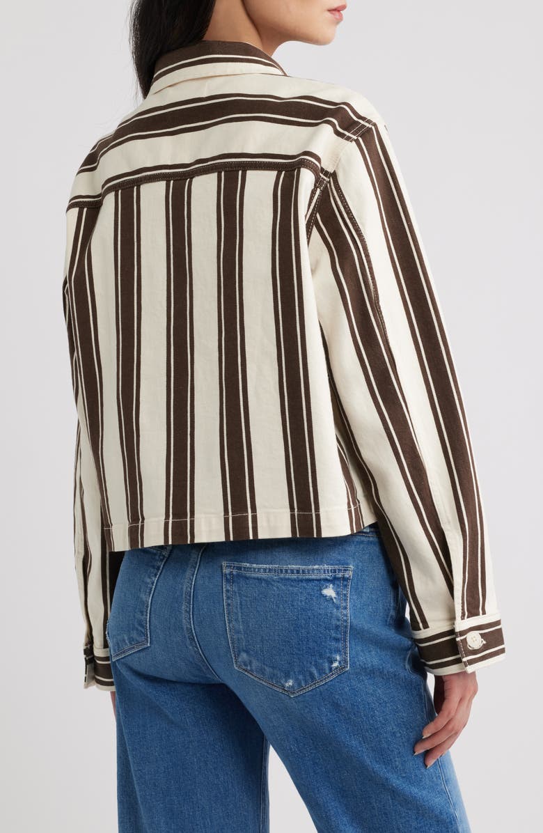Madewell Stripe Crop Jacket, Alternate, color, Dark Brown Stripe