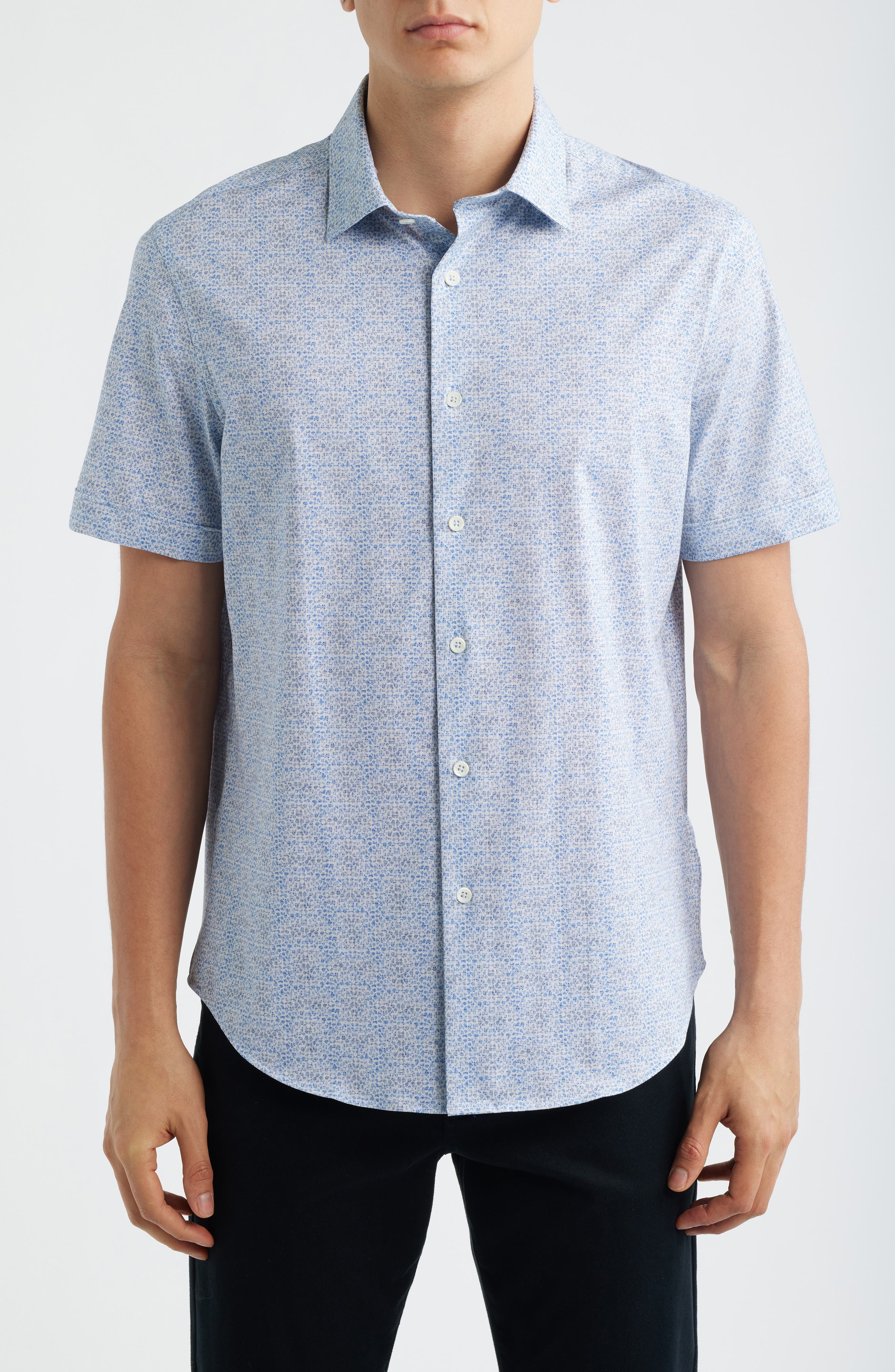 Miles OoohCotton Geo Print Short Sleeve Button-Up Shirt
