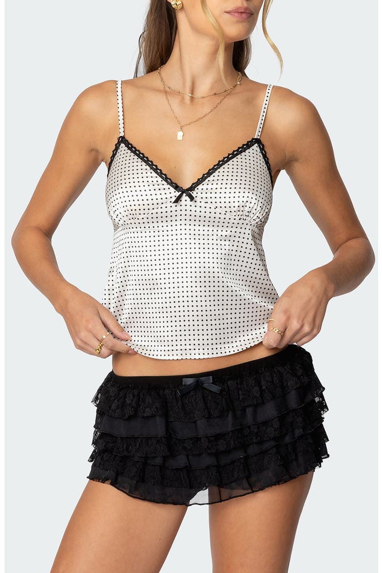Polka Dot Satin Camisole, Main, color, CREAM