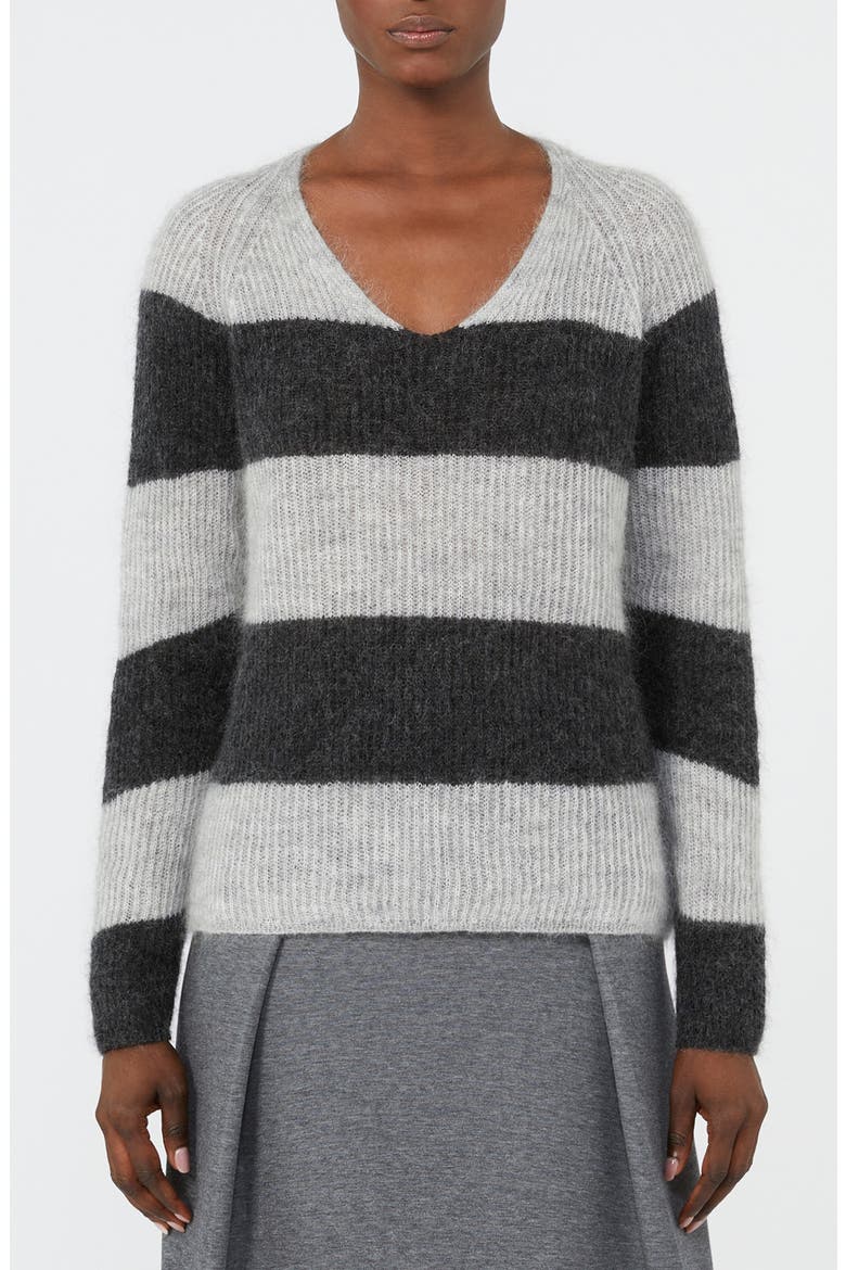 Ricetta Stripe Mohair & Wool Blend Sweater, Main, color, LIGHT GREY