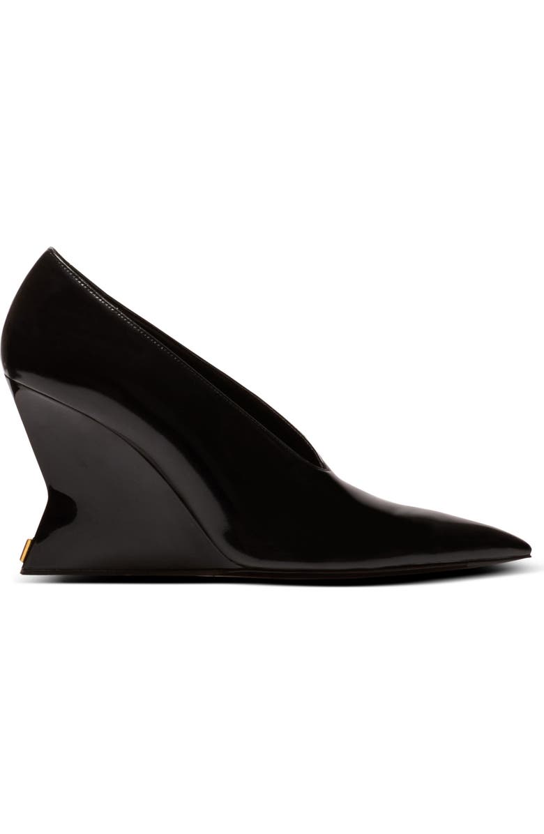 Balmain Shiny lambskin Wedge pumps, Alternate, color, Black