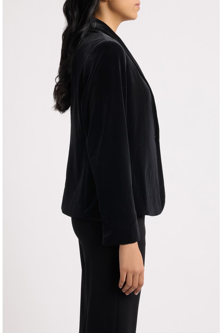 One-Button Shawl Collar Velvet Blazer, Alternate, color, ANNE BLACK