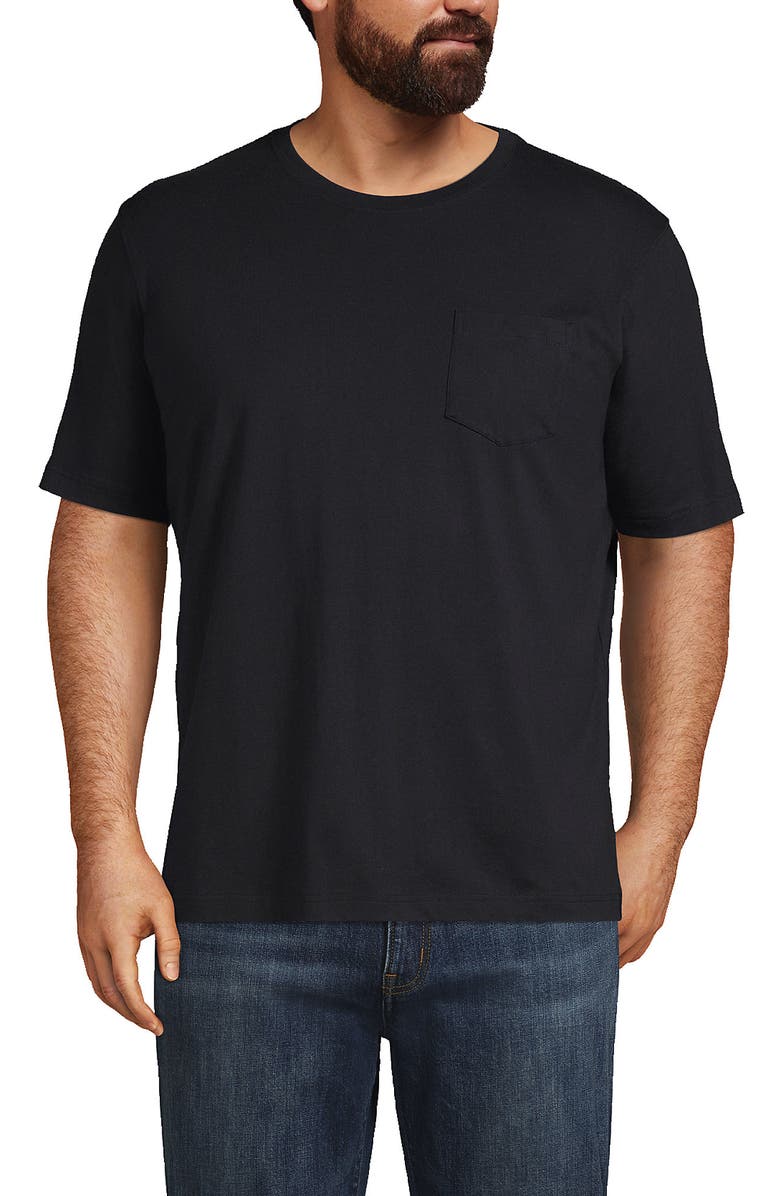 Lands' End Super-T Short Sleeve T-Shirt with Pocket, Main, color, Black