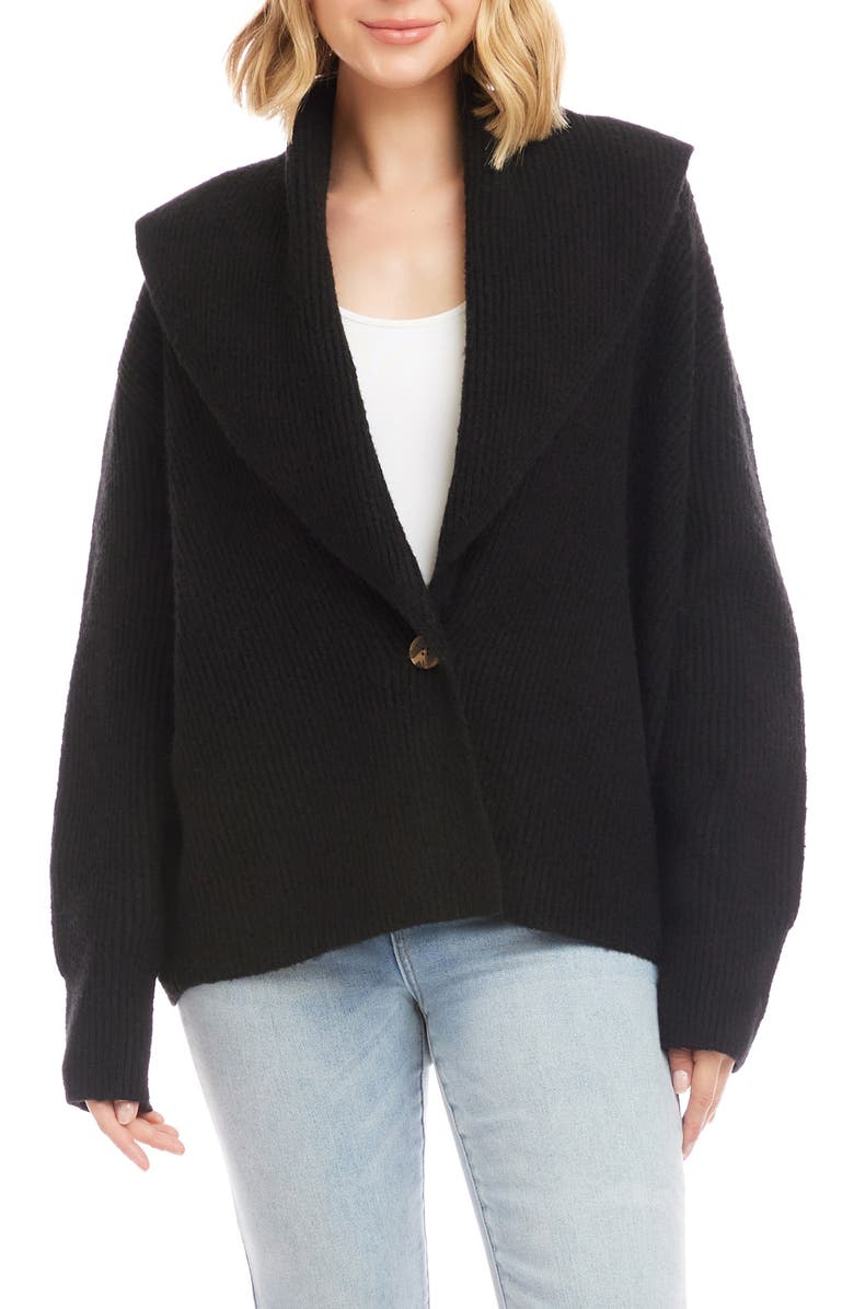 Karen Kane Shawl Collar Cardigan, Main, color, Black