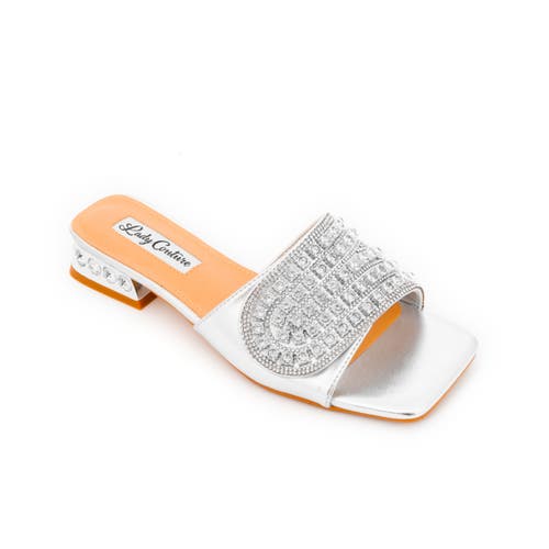 Lady Couture Clear Rhinestone Slingback Sandal In Silver