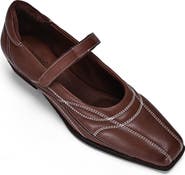 OLD TREND Folk Genuine Leather Artisanal Contrast Stitch Mary Jane Heel