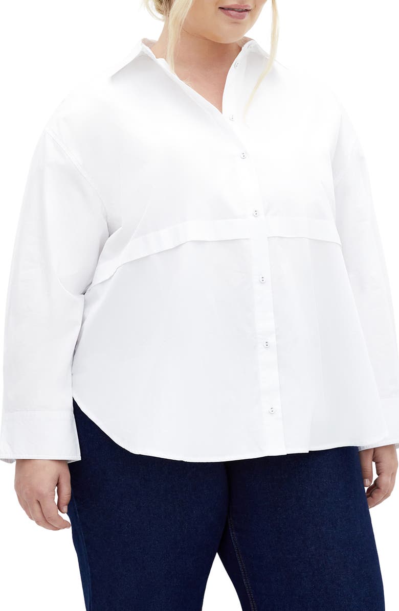 City Chic Malani Long Sleeve Cotton Button-Up Shirt, Main, color,