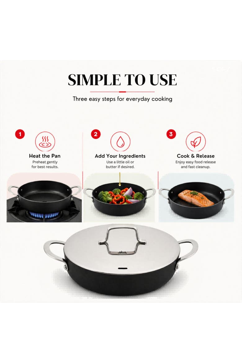 Maestro Ceramic Nonstick Saute Pan with Lid, 3.5-Qt., Alternate, color, Silver