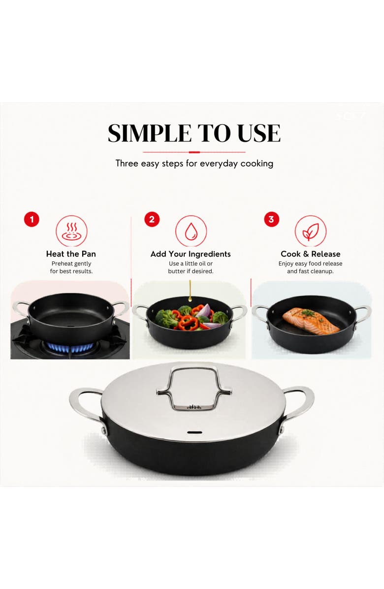 Alva Maestro Ceramic Nonstick Saute Pan with Lid, 3.5-Qt., Alternate, color, Silver