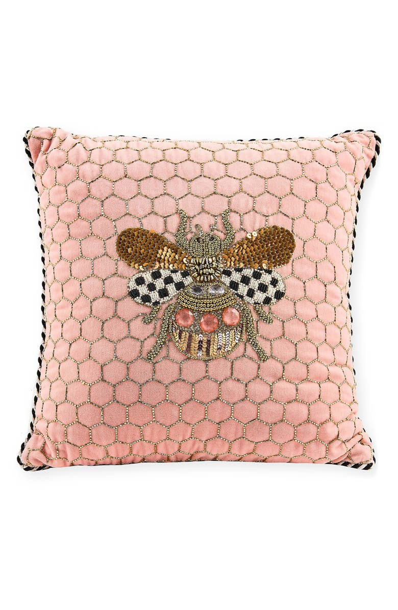 MACKENZIE CHILDS Queen Bee Throw Pillow, Main, color, Pink