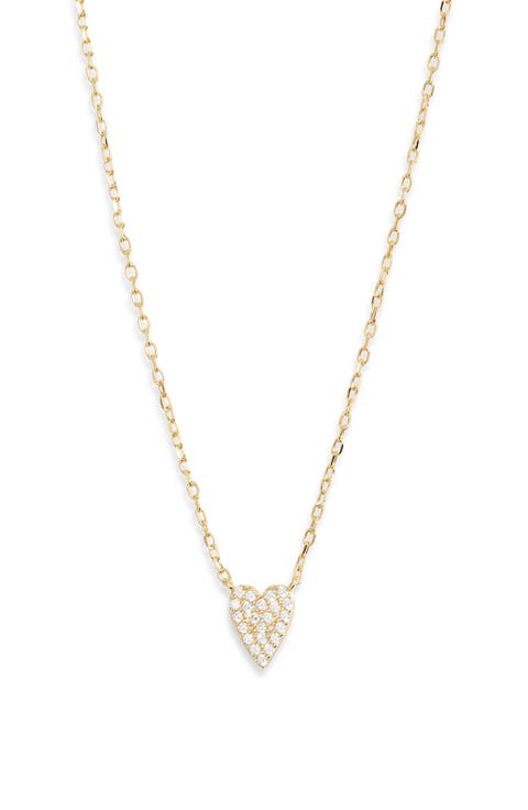 CZ Pavé Heart Pendant Necklace