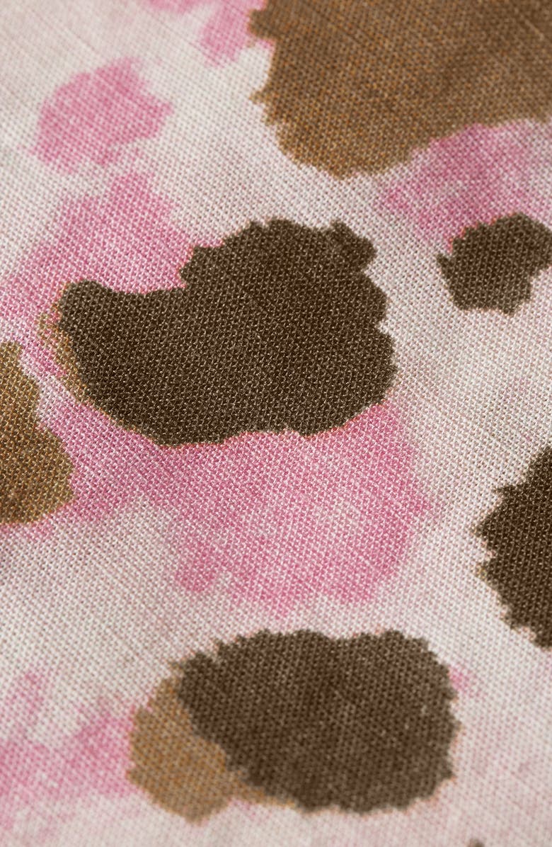 Scotch & Soda Kids' Abstract Print Ruffle Accent Cotton & Linen Top, Alternate, color, Painterly Animal Lilac Snow