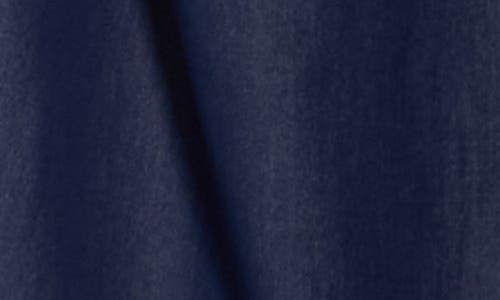 London Times Side Ruched Stretch Denim Midi Dress In Purple