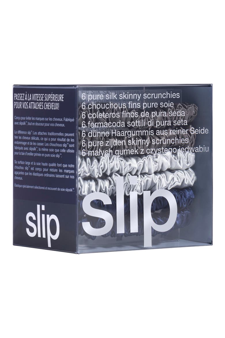 Pure Silk 6-Pack Skinny Scrunchies, Alternate, color, MIDNIGHT