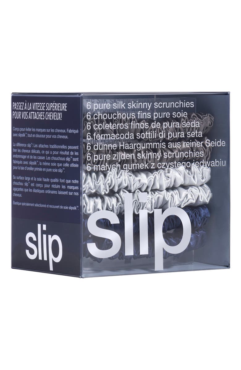 slip Pure Silk 6-Pack Skinny Scrunchies, Alternate, color, Midnight