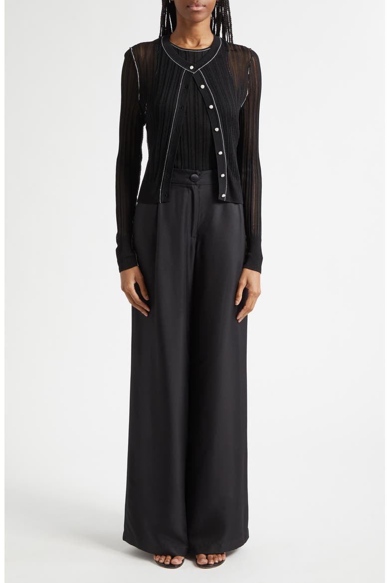 Crosby Ribbed Button Front Crop Cardigan, Alternate, color, JET/ OPTIC