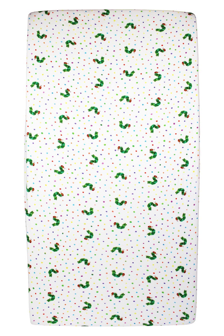 x The Very Hungry Caterpillar Fitted Organic Cotton Crib Sheet, Main, color, CATERPILLAR
