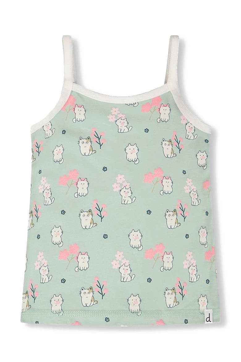 Organic Cotton Kitten Tank Underwear, Main, color, Green Kitten Print