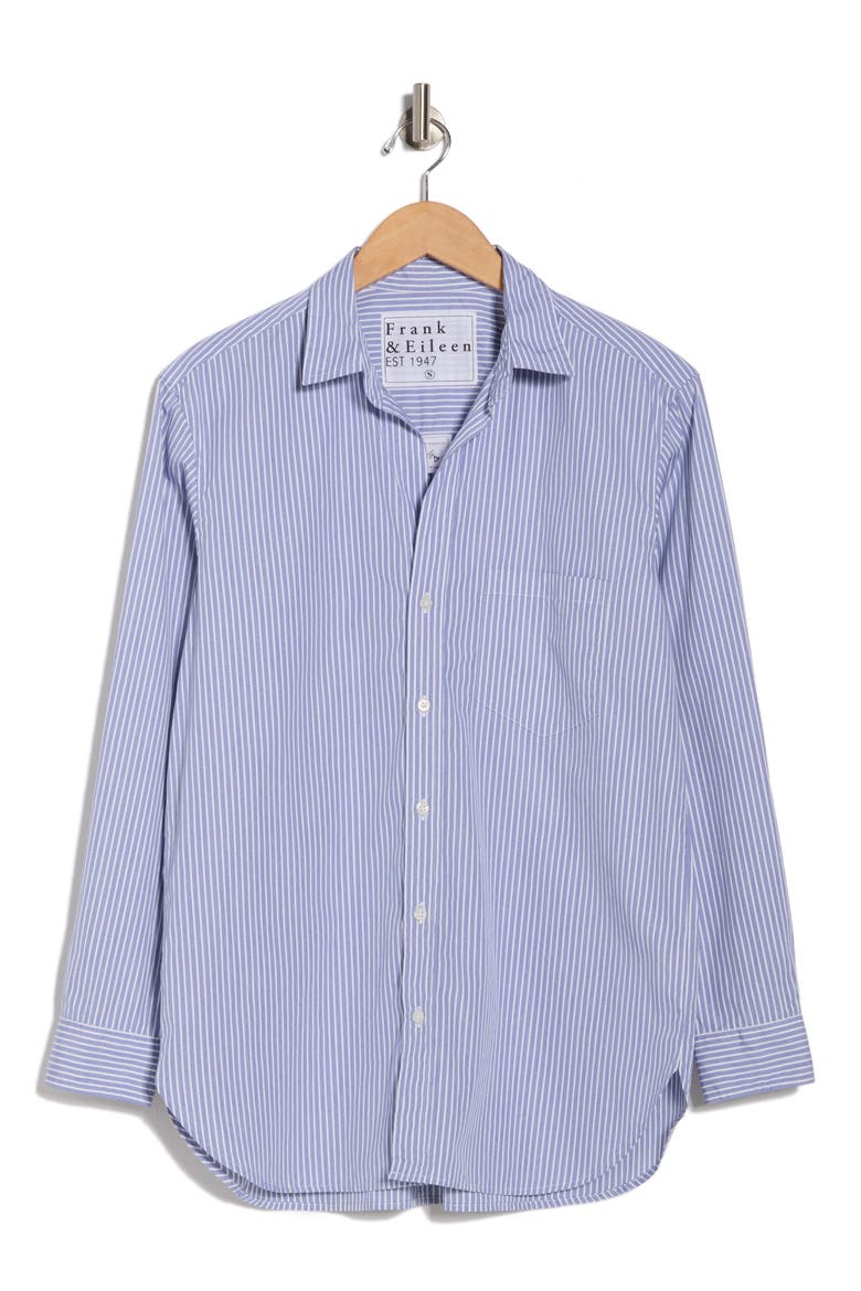 Stripe Cotton Button-Up Shirt, Alternate, color, BLUE WHITE STRIPE