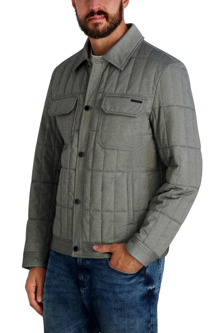 Quilted Herringbone Shirt Jacket, Alternate, color, GREY