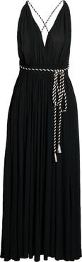 Elan Plunge Tie Belt Maxi Cover-Up Dress