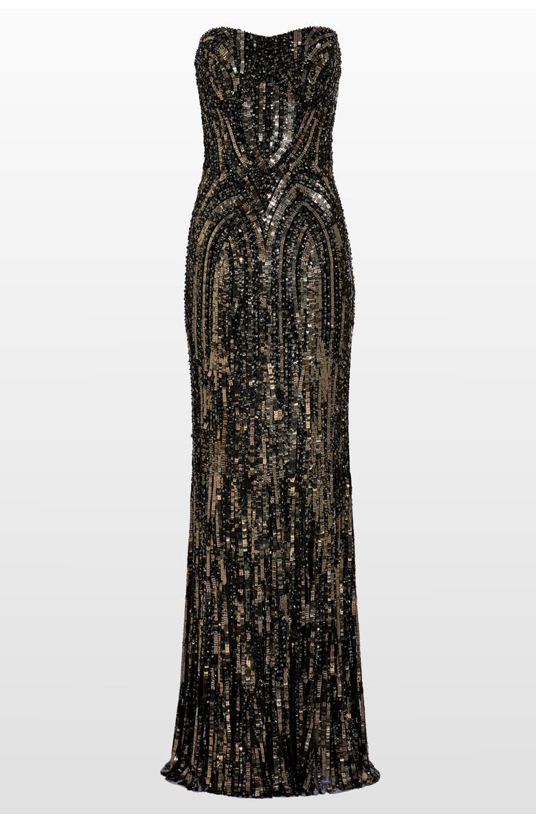 Jenny Packham Euphoria Sequin-Embellished Strapless Dress, Main, color, Liquorice