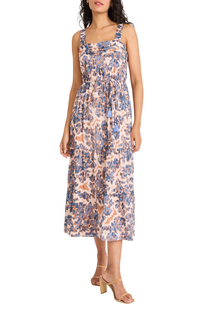 The Good Journey Floral Print Sleeveless Dress, Main, color, Navy/ Mocha