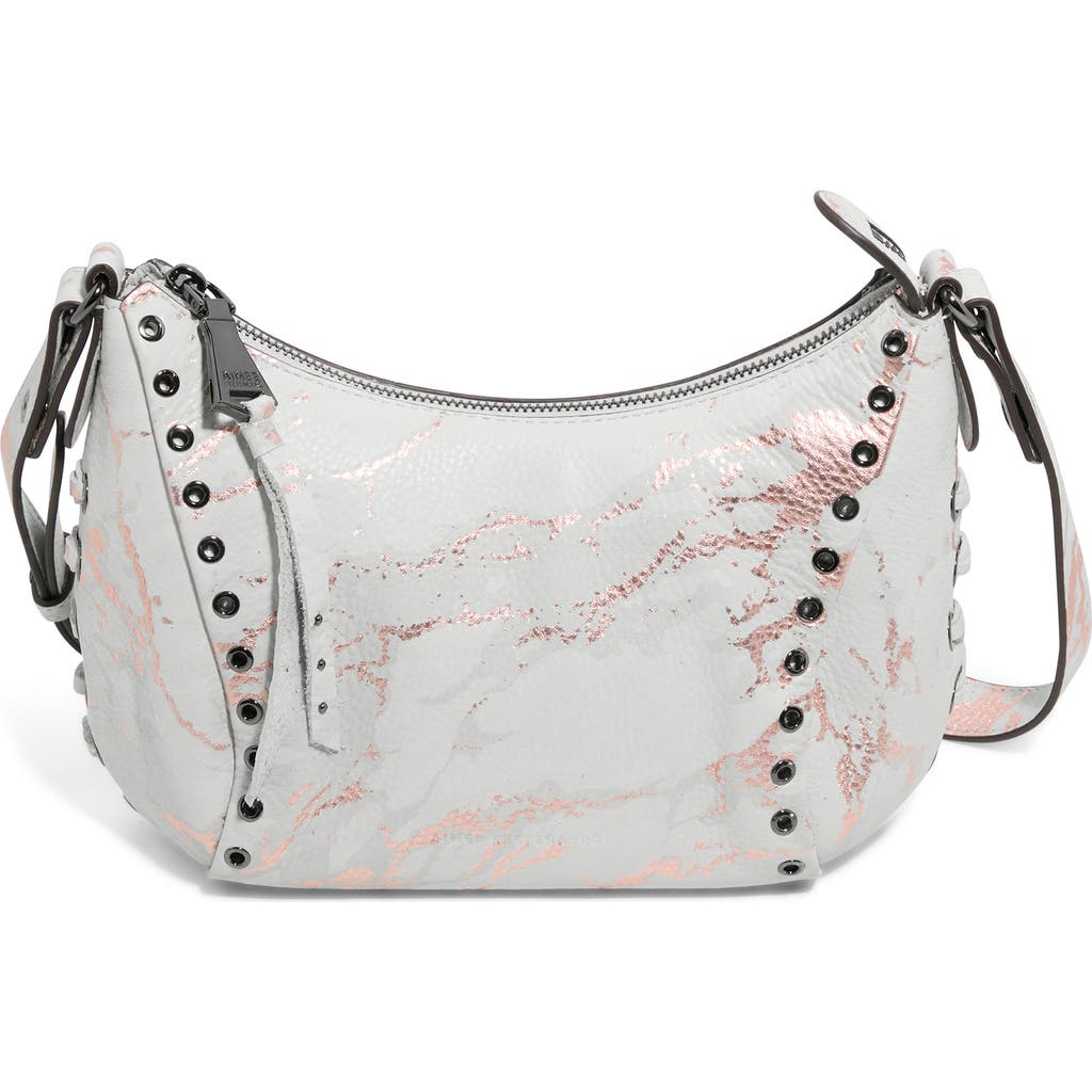 Aimee Kestenberg Austin Vibes Leather Studded Crossbody Bag In Light Rose Gold Marble