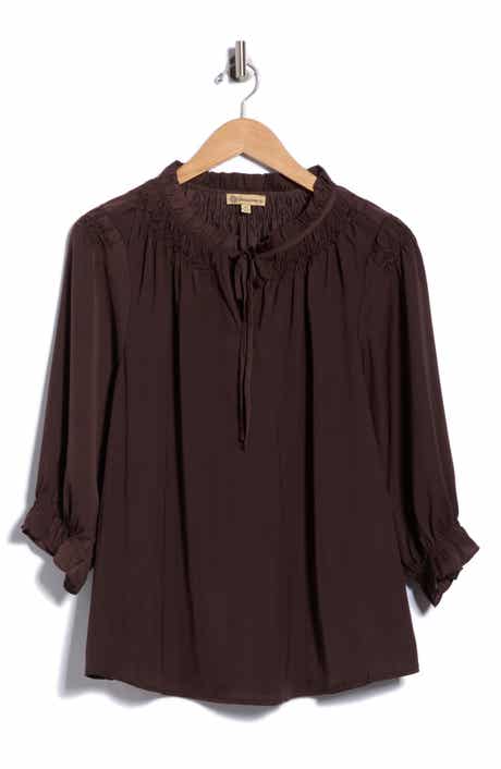 Embroidered Split Neck Top