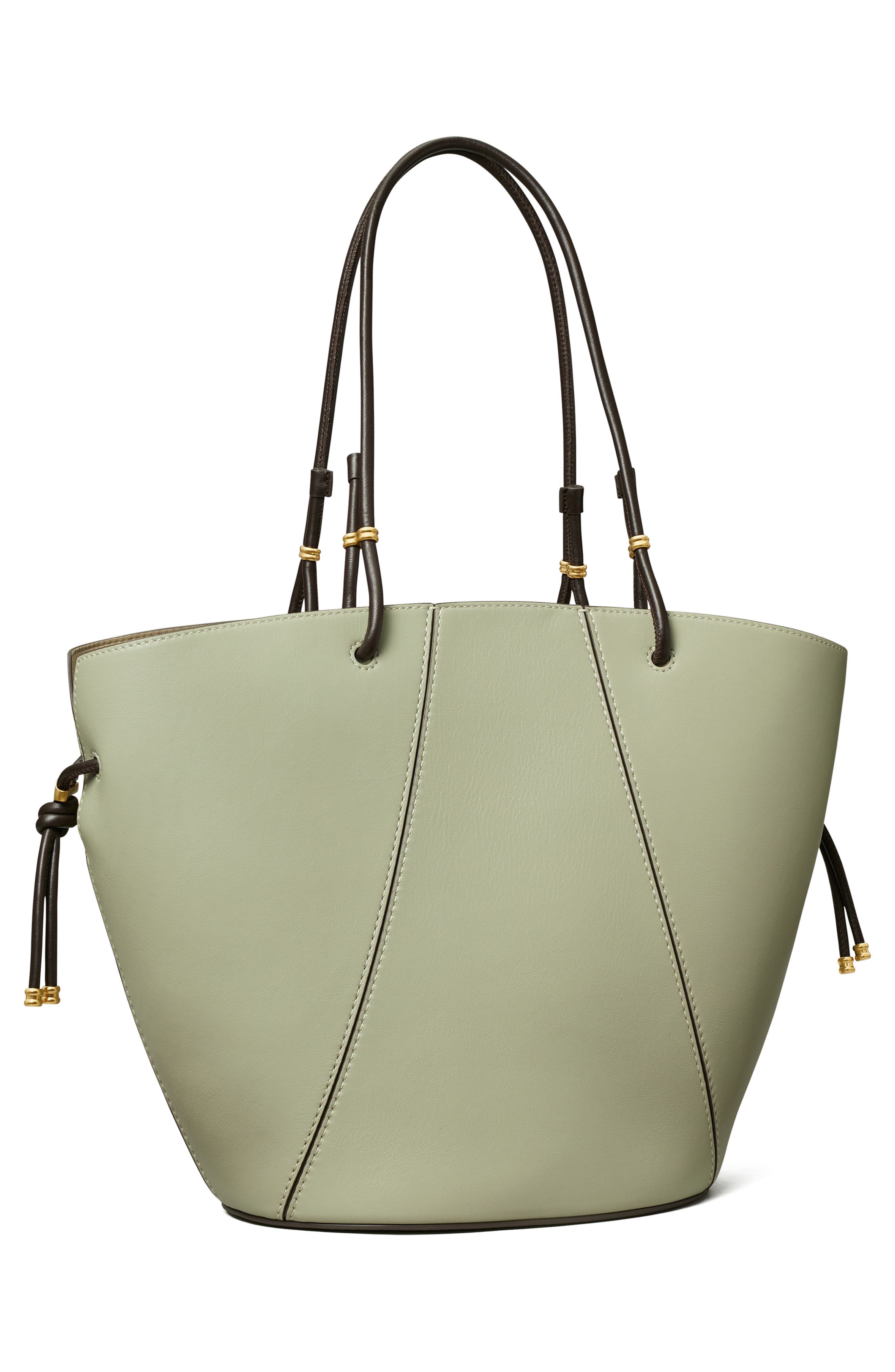 Spaghetti Leather Tote, Alternate, color, PINE FROST