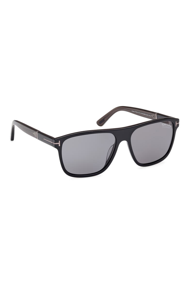 Frances 58mm Polarized Square Sunglasses, Alternate, color, SHINY BLACK GREY / SMOKE