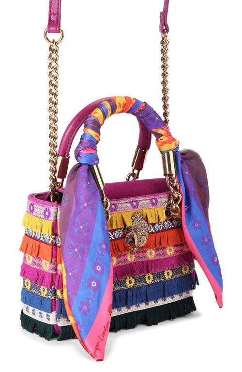 Kurt Geiger Square Mini Kensington Embellished Top Handle Bag In Purple