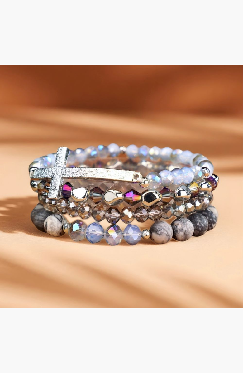Humanist Beauty Healing Cross 4 Stack Bracelet Set, Alternate, color, Cool Jasper