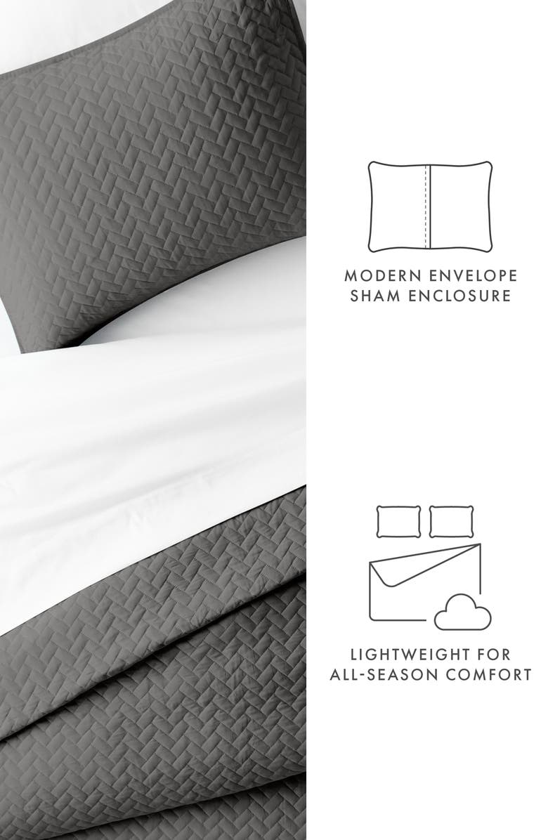 HOMESPUN All Season Herringbone Stitch Down Alternative Quilt & Sham Set, Alternate, color, Gray