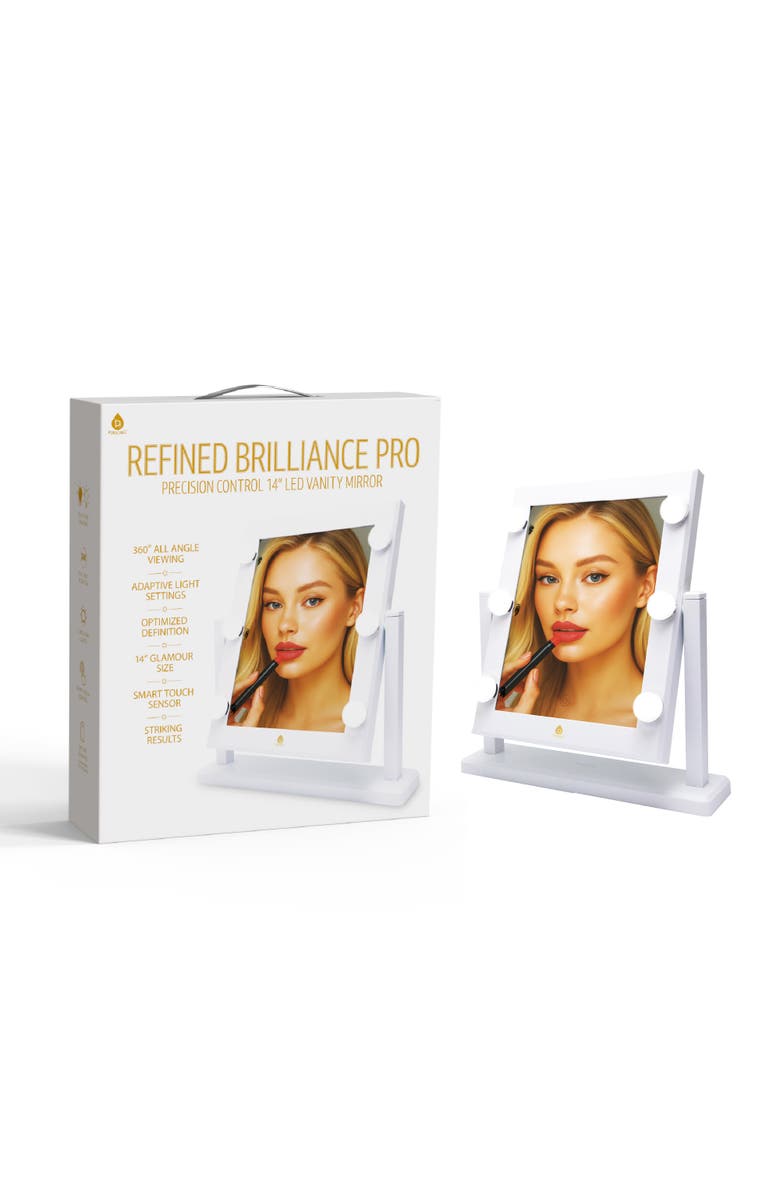 PURSONIC 14" LED Hollywood Glam Mirror - Refined Brilliance Pro Lighted Makeup Mirror, Main, color, White