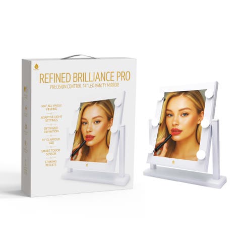 14" LED Hollywood Glam Mirror - Refined Brilliance Pro Lighted Makeup Mirror