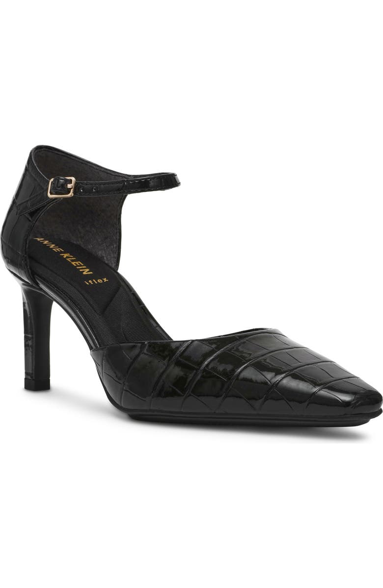 Anne Klein Rosalind Croc Embossed Ankle Strap Sandal, Main, color,